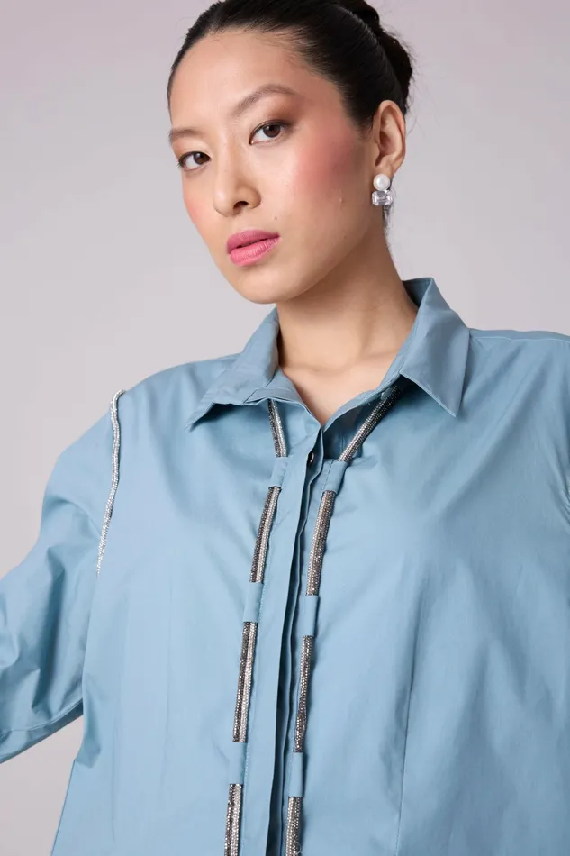 Scarlet Sage Tops Lorenza Shirt 8211 Stone Blue 8211 Women