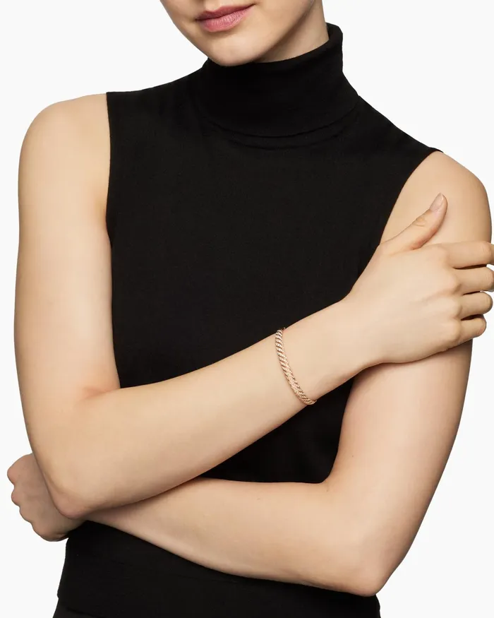 Sculpted Cable Bangle Bracelet In 18K Rose Gold With Diamonds 62mm Women David Yurman Bangle Sculpted Cable Bangle Bracelet In 18K Rose Gold With Diamonds 62mm Women David Yurman Bangle