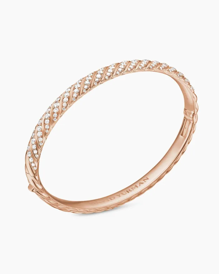 Sculpted Cable Bangle Bracelet In 18K Rose Gold With Diamonds 62mm Women David Yurman Bangle Sculpted Cable Bangle Bracelet In 18K Rose Gold With Diamonds 62mm Women David Yurman Bangle