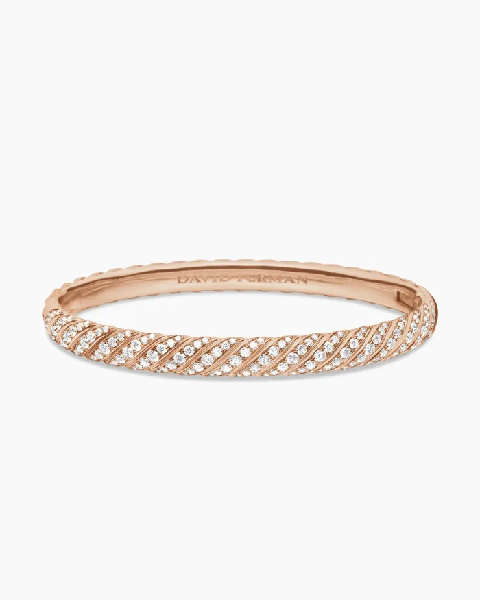 Sculpted Cable Bangle Bracelet In 18K Rose Gold With Diamonds 62mm Women David Yurman Bangle Sculpted Cable Bangle Bracelet In 18K Rose Gold With Diamonds 62mm Women David Yurman Bangle