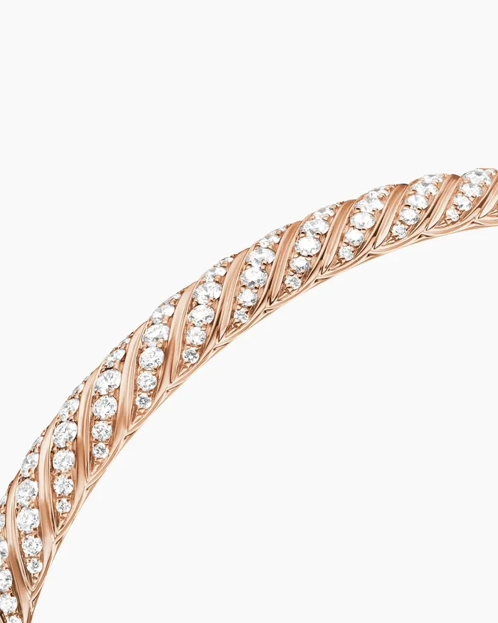 Sculpted Cable Bangle Bracelet In 18K Rose Gold With Diamonds 62mm Women David Yurman Bangle Sculpted Cable Bangle Bracelet In 18K Rose Gold With Diamonds 62mm Women David Yurman Bangle