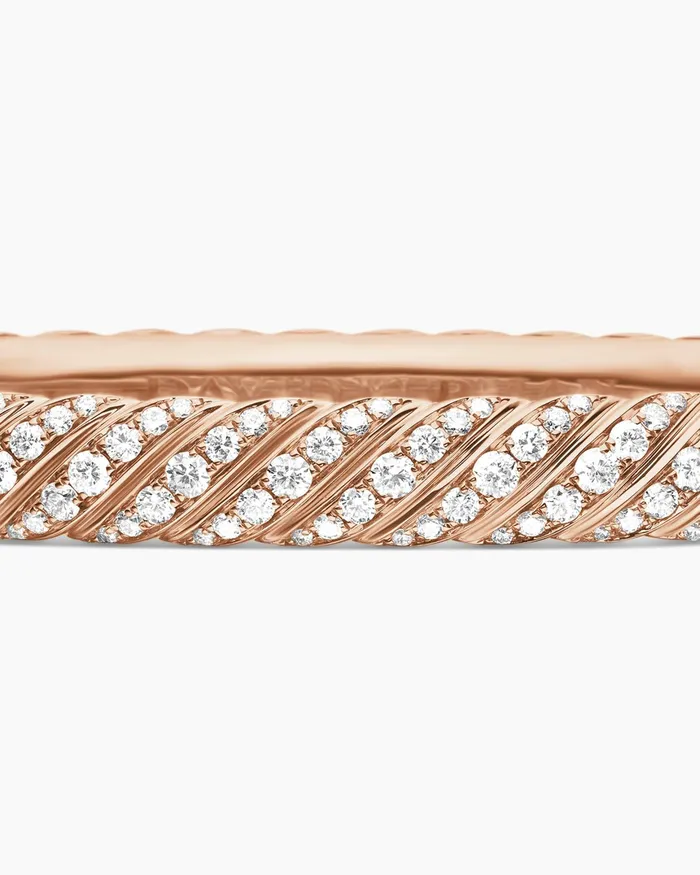 Sculpted Cable Bangle Bracelet In 18K Rose Gold With Diamonds 62mm Women David Yurman Bangle Sculpted Cable Bangle Bracelet In 18K Rose Gold With Diamonds 62mm Women David Yurman Bangle