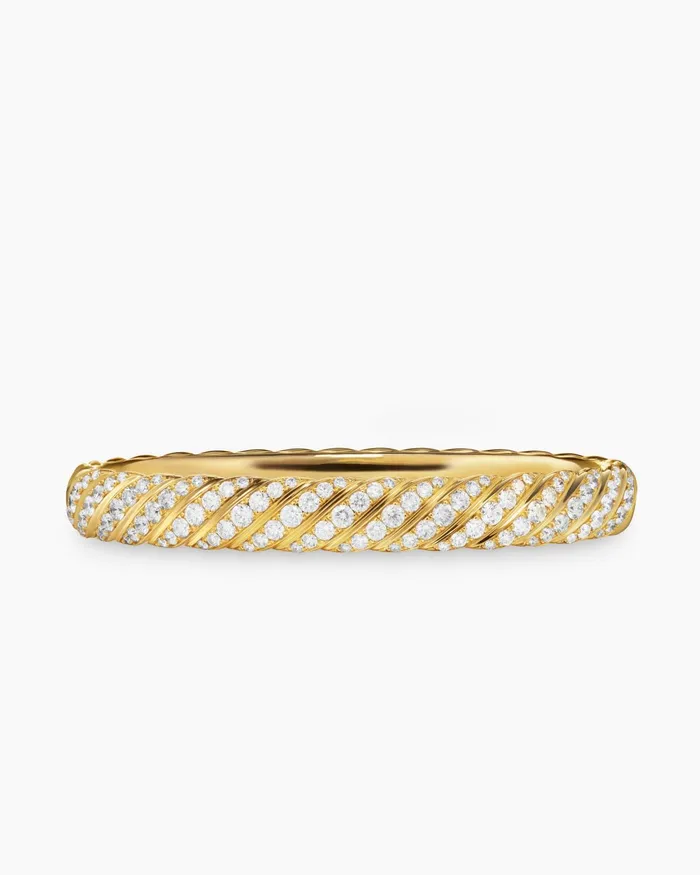 Sculpted Cable Bangle Bracelet In 18K Yellow Gold With Diamonds 8mm Women David Yurman Bangle Sculpted Cable Bangle Bracelet In 18K Yellow Gold With Diamonds 8mm Women David Yurman Bangle