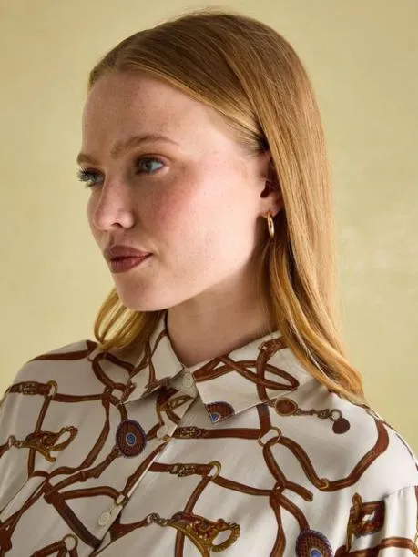 Shirts and Blouses Women Joules Cream Multi Satin Shirt