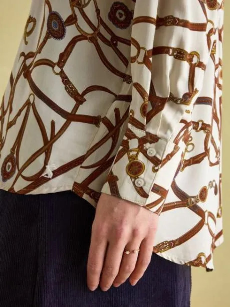 Shirts and Blouses Women Joules Cream Multi Satin Shirt