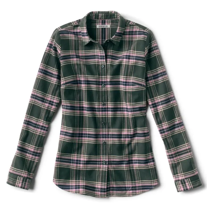 Shirts Women Orvis Womens Lodge Flannel Plaid Shirt Dark Pine