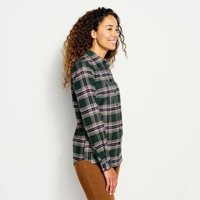 Shirts Women Orvis Womens Lodge Flannel Plaid Shirt Dark Pine