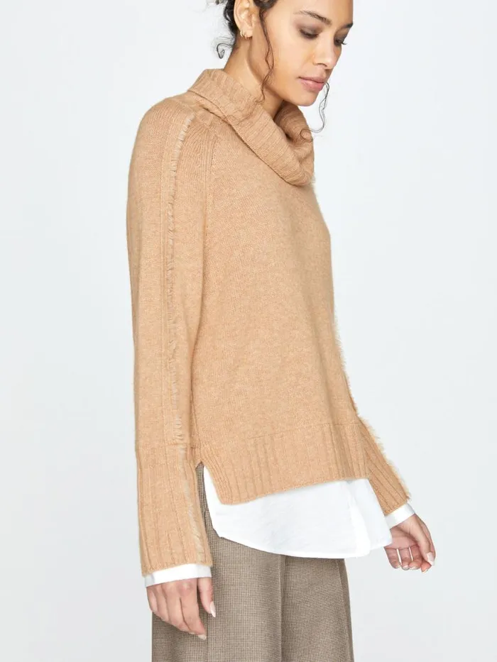 Shop Brochu Walker Sweaters The Jolie Fringe Layered Looker Camel With White Underlayer