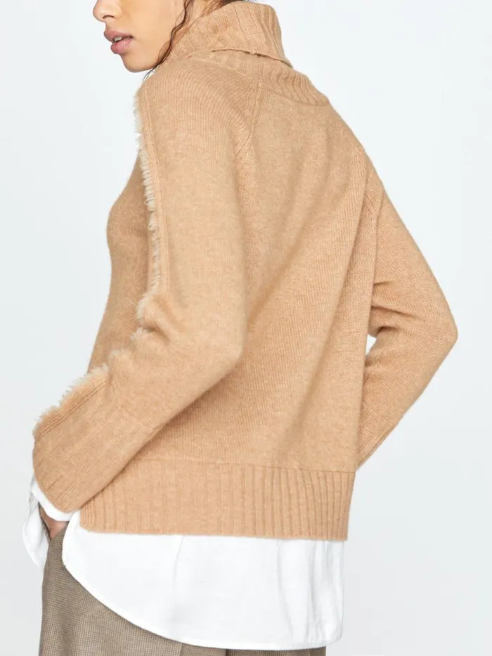 Shop Brochu Walker Sweaters The Jolie Fringe Layered Looker Camel With White Underlayer