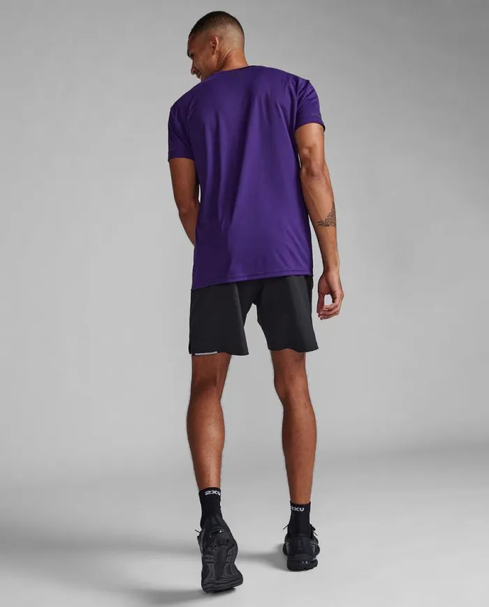 Short Sleeve Mens 2XU Aero Tee Acaiblack Reflective