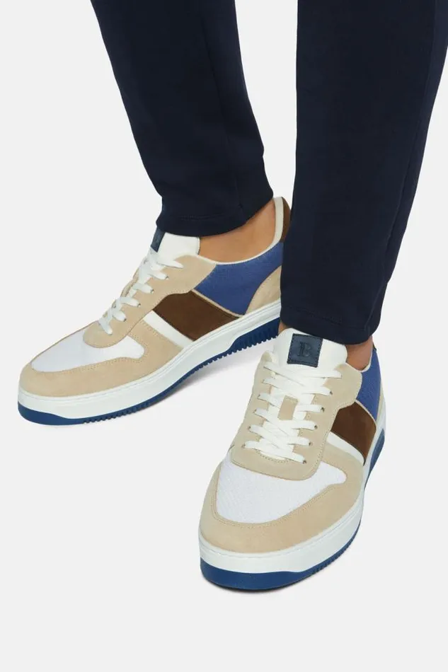 Sneakers Men Boggi Milano Beige Trainers In Leather And Technical Fabric Light Blu Sneakers Men Boggi Milano Beige Trainers In Leather And Technical Fabric Light Blu
