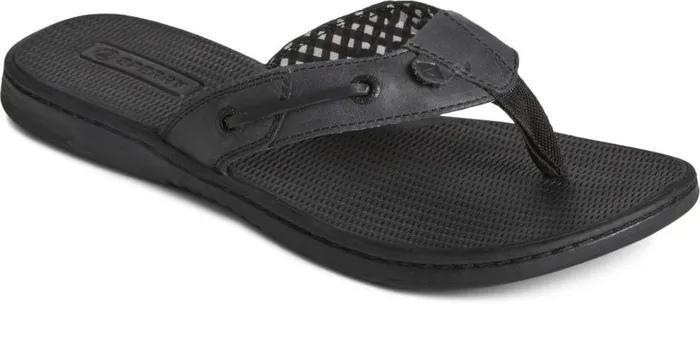 Sperry Sandals Women Seafish Leather Flip Flop Black Sperry Sandals Women Seafish Leather Flip Flop Black
