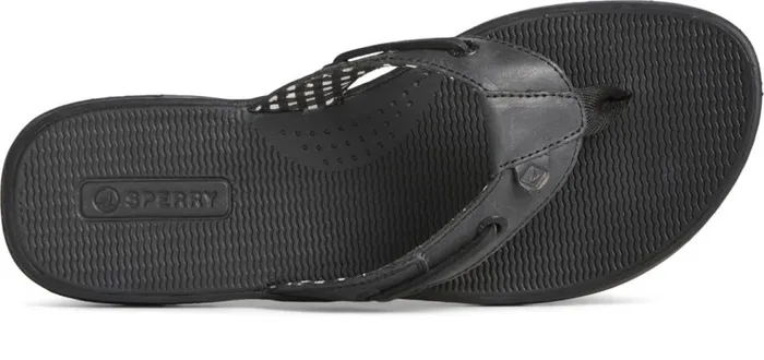 Sperry Sandals Women Seafish Leather Flip Flop Black Sperry Sandals Women Seafish Leather Flip Flop Black