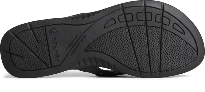 Sperry Sandals Women Seafish Leather Flip Flop Black Sperry Sandals Women Seafish Leather Flip Flop Black