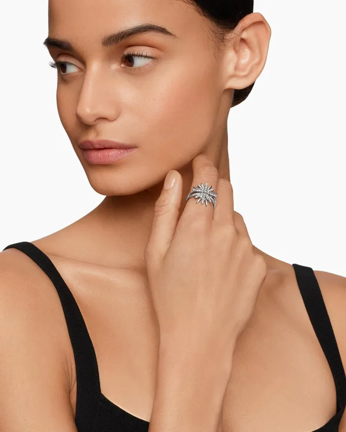 Starburst Ring In Sterling Silver With Diamonds 19mm Women David Yurman Statement Starburst Ring In Sterling Silver With Diamonds 19mm Women David Yurman Statement