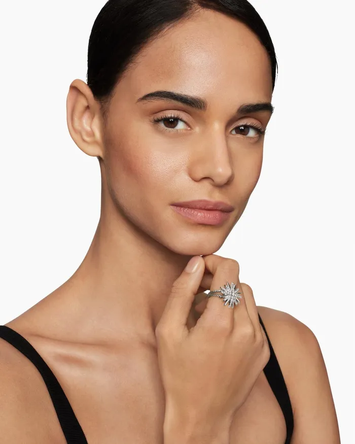 Starburst Ring In Sterling Silver With Diamonds 19mm Women David Yurman Statement Starburst Ring In Sterling Silver With Diamonds 19mm Women David Yurman Statement