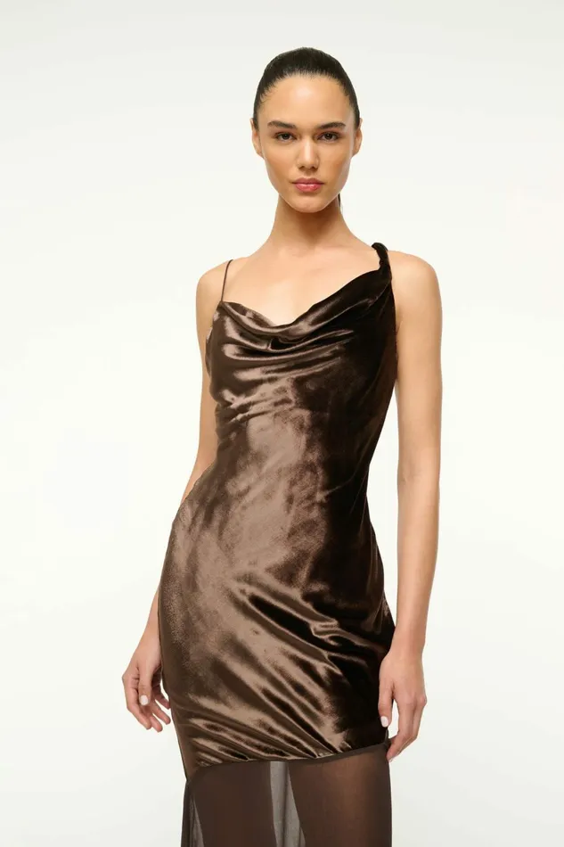 STAUD BEATON DRESS Dark Chocolate Women Dresses STAUD BEATON DRESS Dark Chocolate Women Dresses