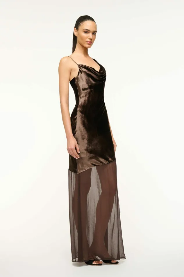 STAUD BEATON DRESS Dark Chocolate Women Dresses STAUD BEATON DRESS Dark Chocolate Women Dresses