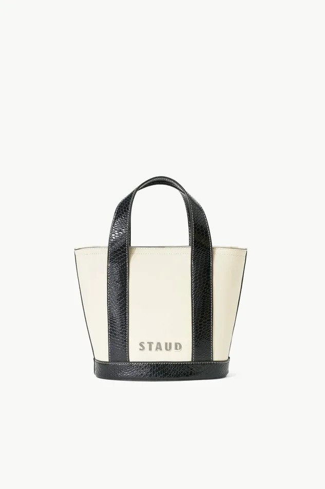 STAUD CUSTOM ALLORA MINI TOTE Cream Black Women Totes STAUD CUSTOM ALLORA MINI TOTE Cream Black Women Totes
