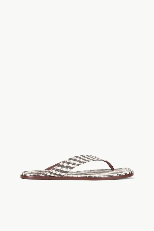STAUD DANTE THONG Dark Chocolate Micro Check Women Swim