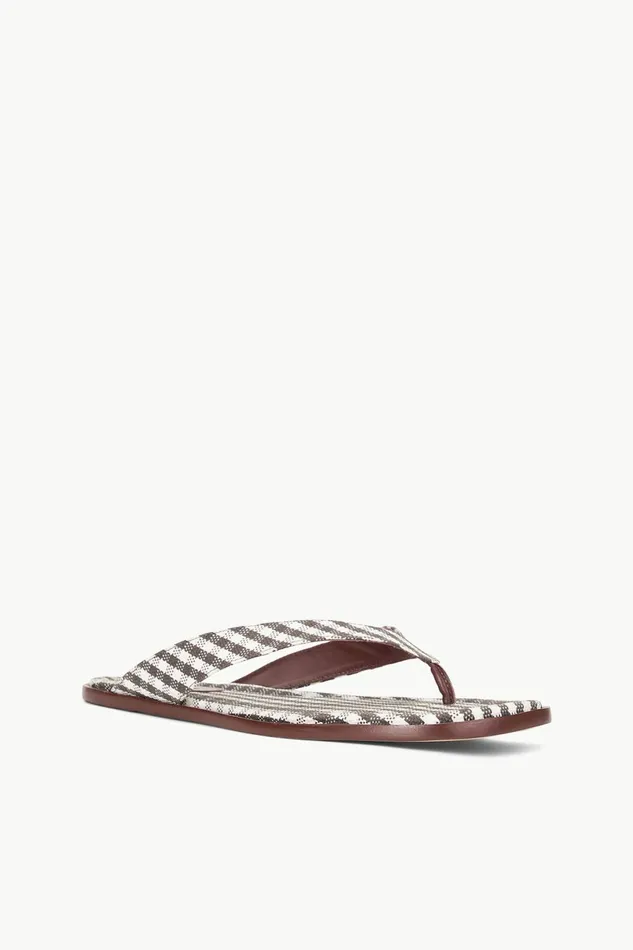 STAUD DANTE THONG Dark Chocolate Micro Check Women Swim