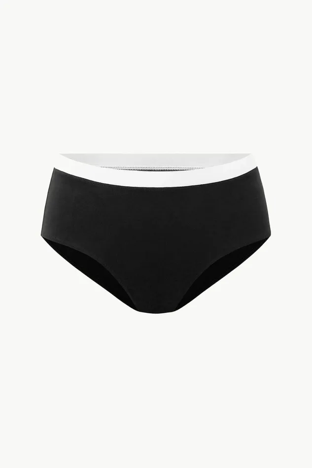 STAUD DEVON HIGH RISE BIKINI BOTTOM Black White Women Swim