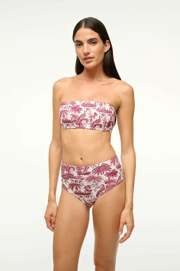 STAUD DEVON HIGH RISE BIKINI BOTTOM Bordeaux Toile Women Swim