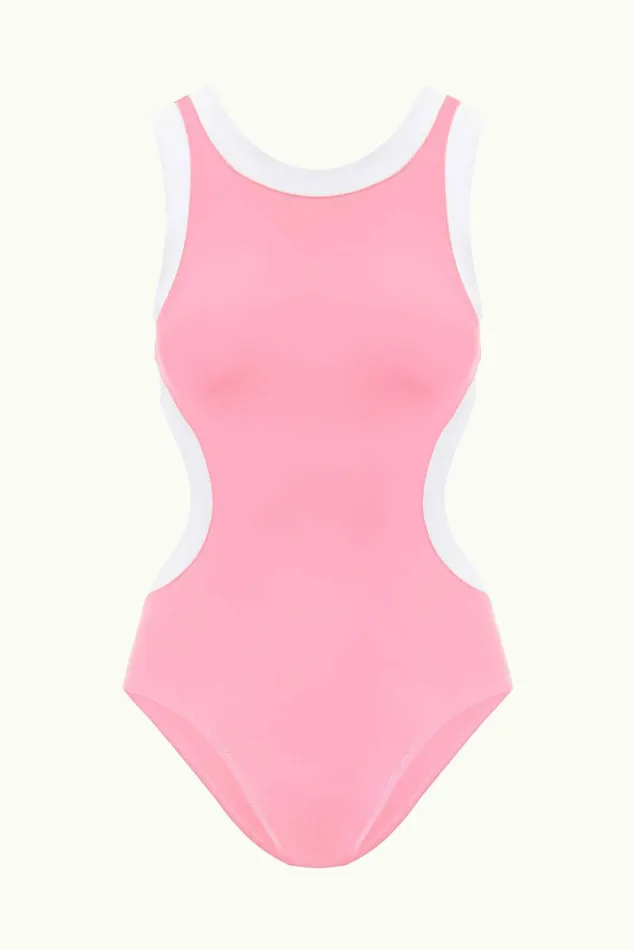 STAUD DOLCE ONE PIECE Coral Pink White Women Swim STAUD DOLCE ONE PIECE Coral Pink White Women Swim