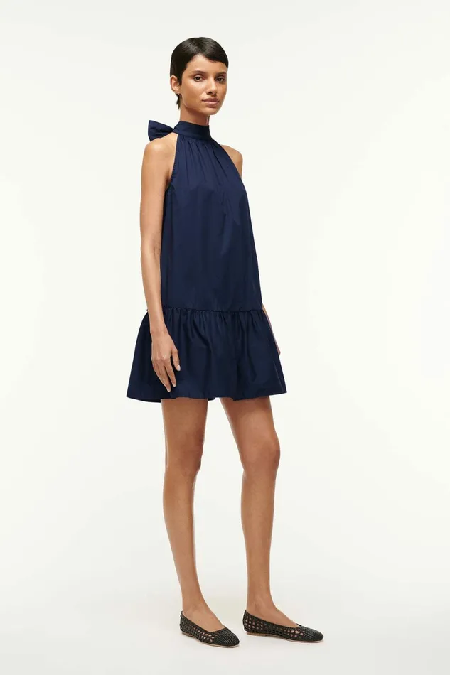 STAUD MINI MARLOWE DRESS Navy Women Dresses STAUD MINI MARLOWE DRESS Navy Women Dresses