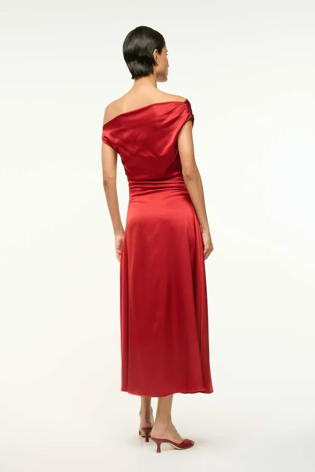 STAUD PHARE SILK DRESS Rouge Women Dresses STAUD PHARE SILK DRESS Rouge Women Dresses