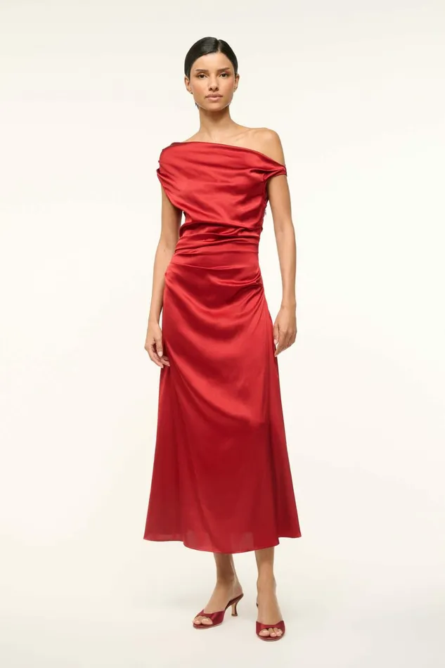 STAUD PHARE SILK DRESS Rouge Women Dresses STAUD PHARE SILK DRESS Rouge Women Dresses