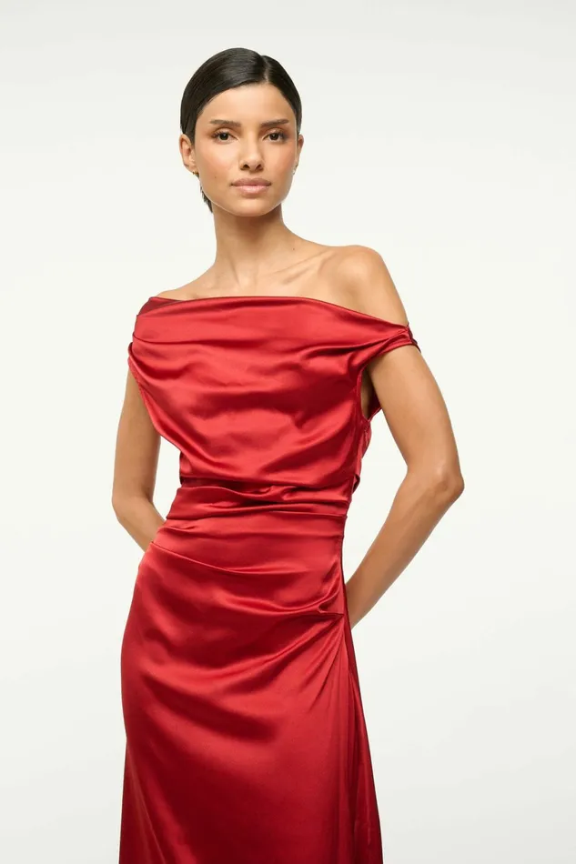 STAUD PHARE SILK DRESS Rouge Women Dresses STAUD PHARE SILK DRESS Rouge Women Dresses