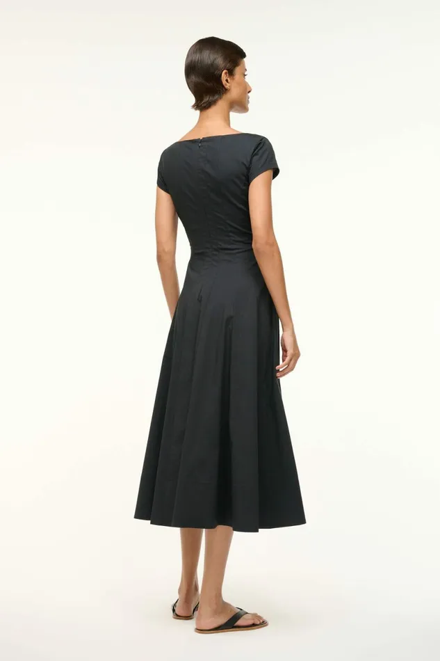 STAUD SHORT SLEEVE WELLS DRESS Black Women Dresses STAUD SHORT SLEEVE WELLS DRESS Black Women Dresses