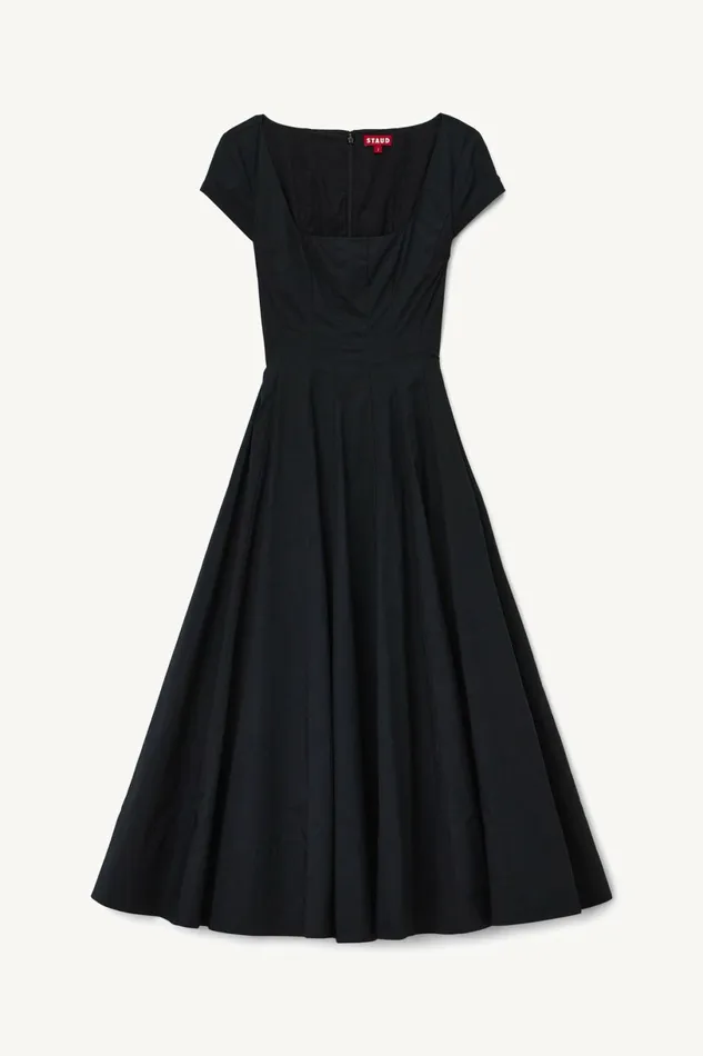 STAUD SHORT SLEEVE WELLS DRESS Black Women Dresses STAUD SHORT SLEEVE WELLS DRESS Black Women Dresses