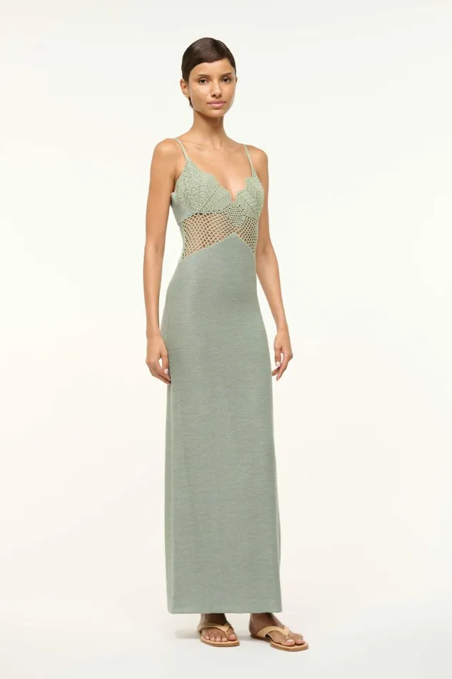 STAUD TARA DRESS Jade Women The Evening Edit STAUD TARA DRESS Jade Women The Evening Edit