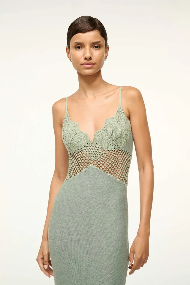 STAUD TARA DRESS Jade Women The Evening Edit STAUD TARA DRESS Jade Women The Evening Edit