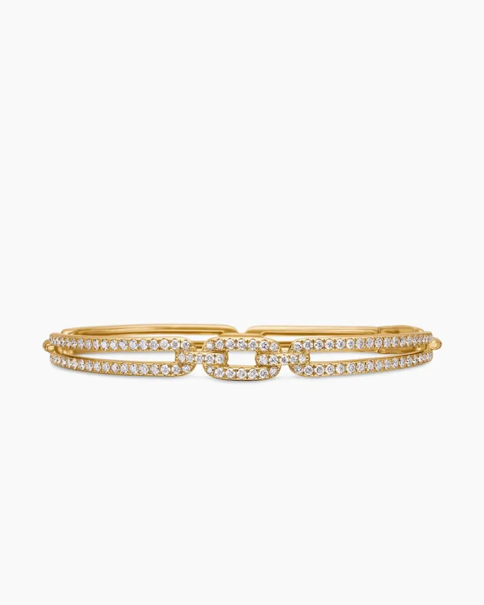 Stax Linked Bracelet In 18K Yellow Gold With Diamonds 7mm Women David Yurman Bangle Stax Linked Bracelet In 18K Yellow Gold With Diamonds 7mm Women David Yurman Bangle