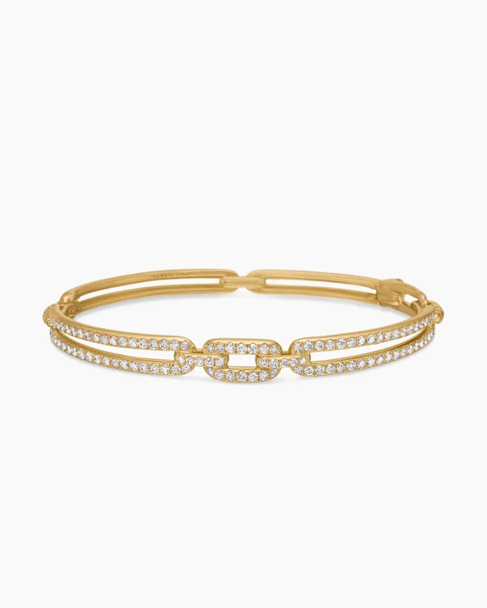 Stax Linked Bracelet In 18K Yellow Gold With Diamonds 7mm Women David Yurman Bangle Stax Linked Bracelet In 18K Yellow Gold With Diamonds 7mm Women David Yurman Bangle