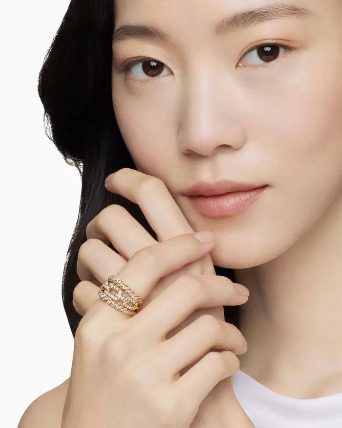 Stax Three Row Ring In 18K Yellow Gold With Diamonds 14mm Women David Yurman Statement Stax Three Row Ring In 18K Yellow Gold With Diamonds 14mm Women David Yurman Statement