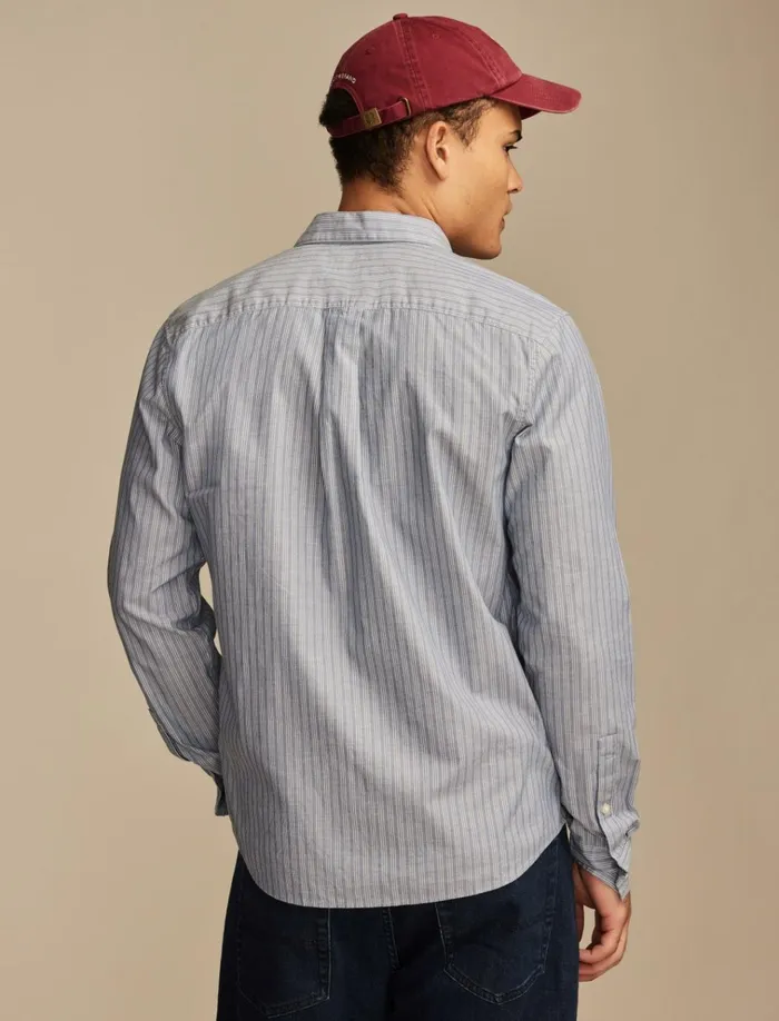 Striped San Gabriel One Pocket Long Sleeve Shirt Blue Stripe Men Lucky Brand ButtonDowns