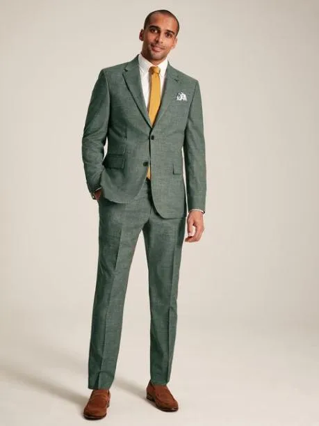Suits and Tailoring Men Joules Green Slim Textured Suit Trousers