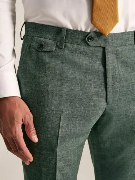 Suits and Tailoring Men Joules Green Slim Textured Suit Trousers