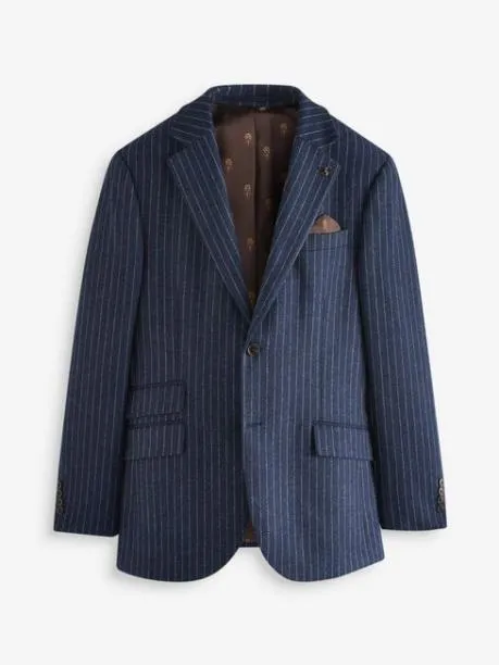 Suits and Tailoring Men Joules Navy Slim Fit Herringbone Suit Jacket