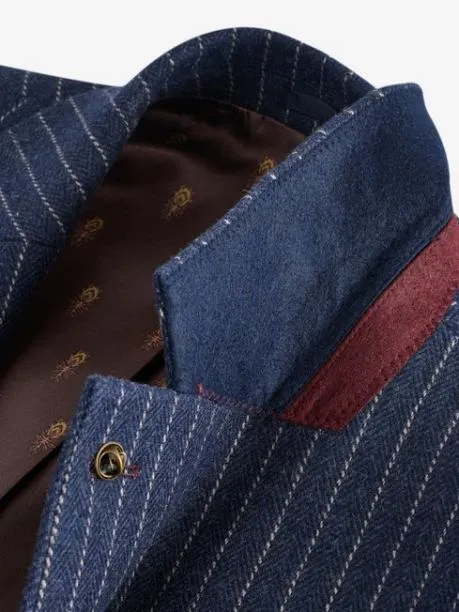 Suits and Tailoring Men Joules Navy Slim Fit Herringbone Suit Jacket