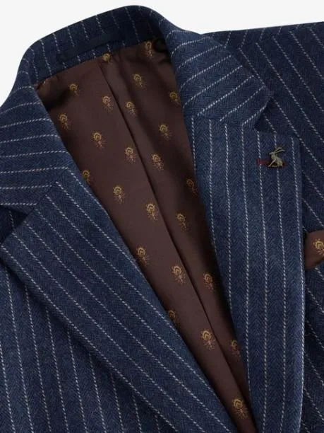 Suits and Tailoring Men Joules Navy Slim Fit Herringbone Suit Jacket