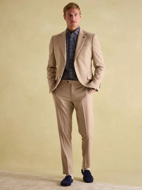 Suits and Tailoring Men Joules Tan Brown Slim Fit Flannel Suit Jacket