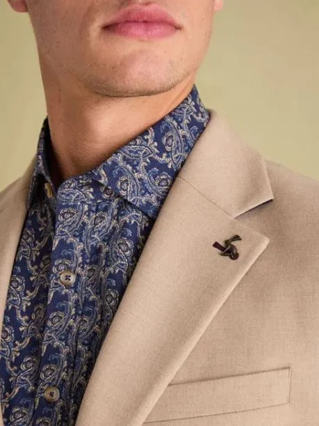 Suits and Tailoring Men Joules Tan Brown Slim Fit Flannel Suit Jacket