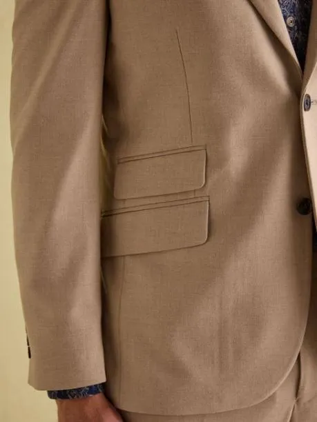 Suits and Tailoring Men Joules Tan Brown Slim Fit Flannel Suit Jacket