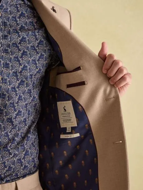 Suits and Tailoring Men Joules Tan Brown Slim Fit Flannel Suit Jacket