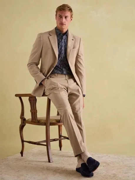 Suits and Tailoring Men Joules Tan Brown Slim Fit Flannel Suit Jacket